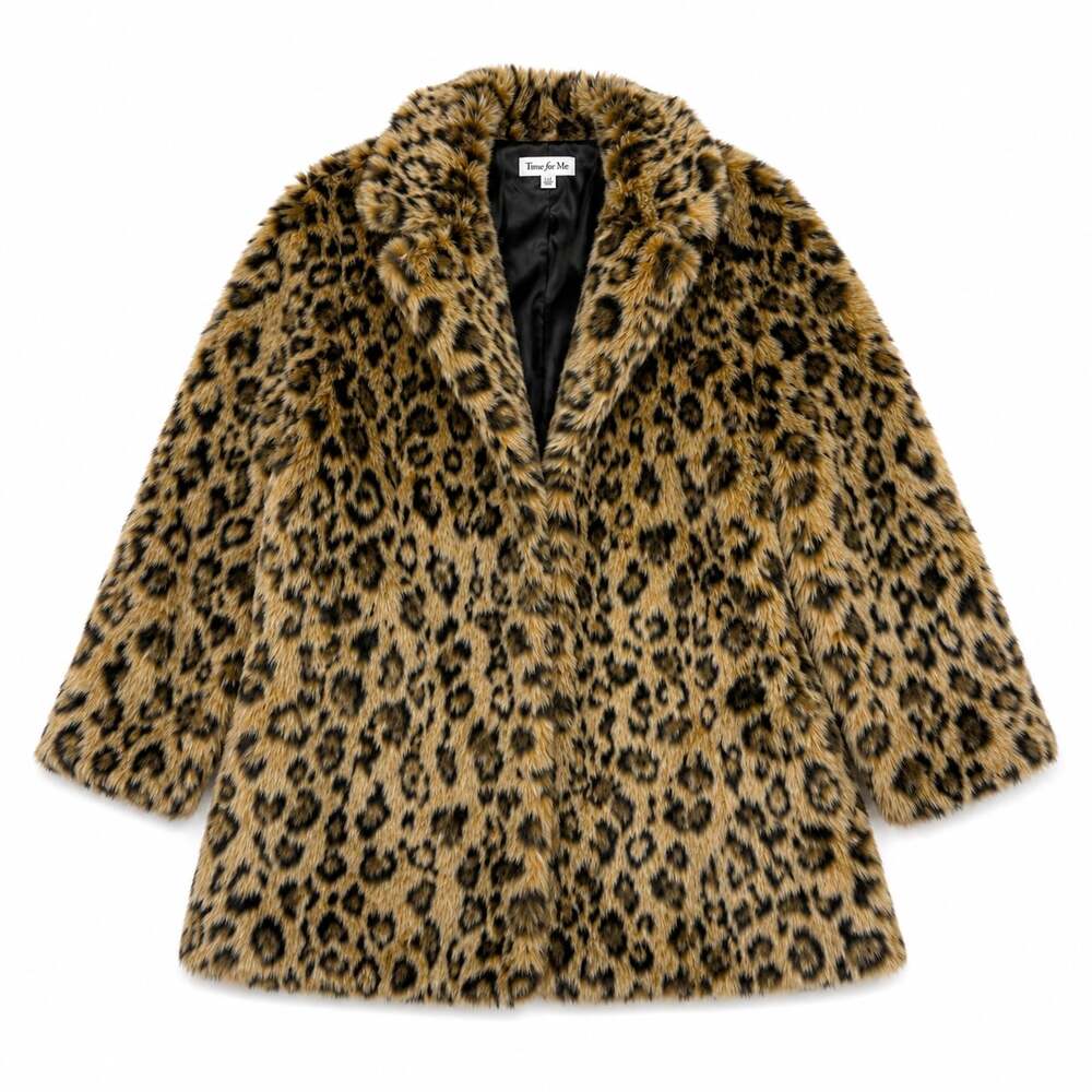Time for Me Leopard Print Faux Fur Coat